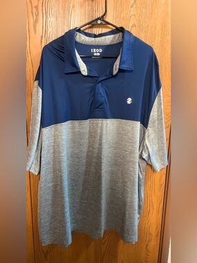 IZOD Advantage Performance Stretch Blue Gray Polo Shirt Mens 3XL Short Sleeve